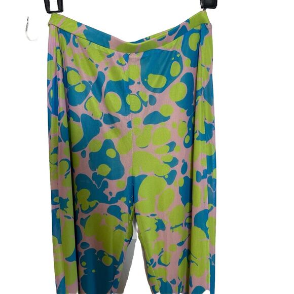Another Girl Eco Lava Lamp Mushrooms Print Green Purple Mesh Flare Trousers XS - Picture 5 of 10